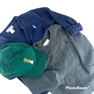 Ralph Lauren 3 piece cardigan, shirt and hat.